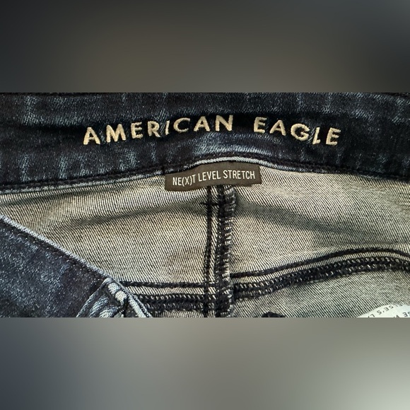 American Eagle Outfitters Dark Blue Hi-Rise Jegging Distressed Jean - Picture 7 of 9